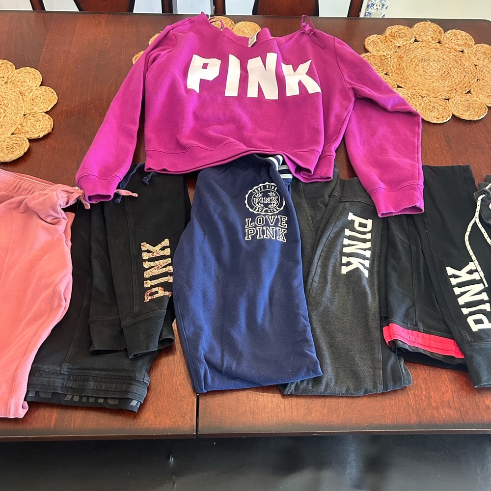 Pink Victoria secret Logo 1 Sweatshirt and 6 Pants Set